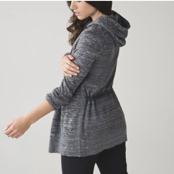 Lululemon Peace of Mind Wrap Hooded Sweater  Cardigan Dark Slate Size 8 - Picture 8 of 14